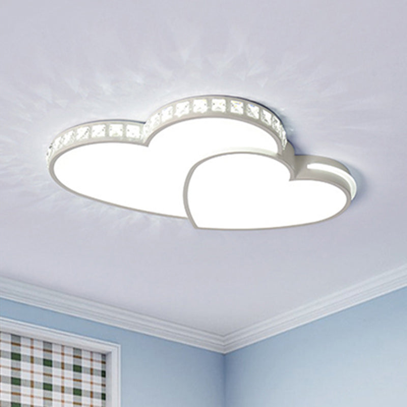 20,5 "/24.5" Wide Doppio Cuore Flush Mount Light Modern Crystal LED Soffitto Light Fixture in Warm / White Light per Bedroom