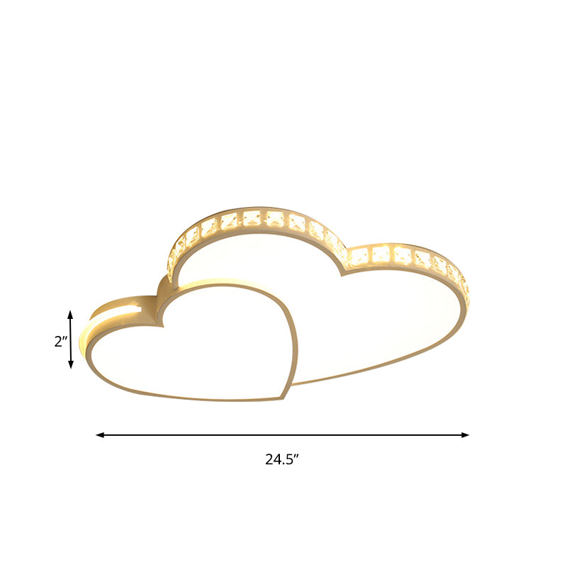 20,5"/24,5" breite Doppelherz-Unterputzleuchte, moderne Kristall-LED-Deckenleuchte mit warmem/weißem Licht für Schlafzimmer