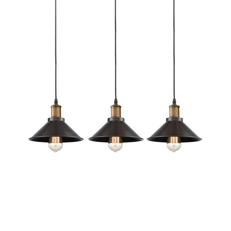 3 Pack Cone Shade Restaurant Pendant Light Vintage Metal 1 Light Black Hanging Ceiling Light