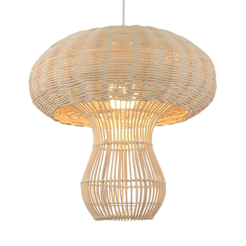 1 leichter Flur hängend Licht mit Pilz Rattan Schatten asiatischer Stil braun/beige Anhänger Beleuchtung