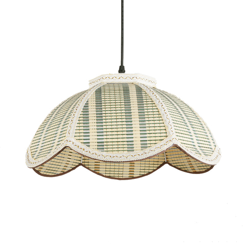 Luminaire suspendu en forme de fleur chinois bambou 1 brun clair / pendant beige pour balcon de la chambre à coucher