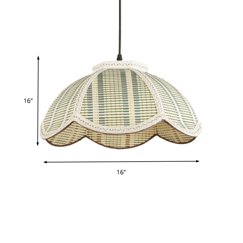 Luminaire suspendu en forme de fleur chinois bambou 1 brun clair / pendant beige pour balcon de la chambre à coucher