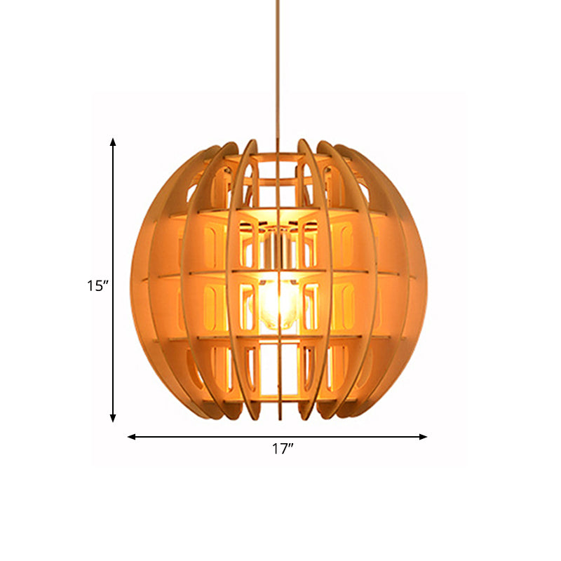 Absure sphérique en bois en bois suspendu luminaire moderne 1 lumière éclairage Lumière en bois naturel pour la cuisine