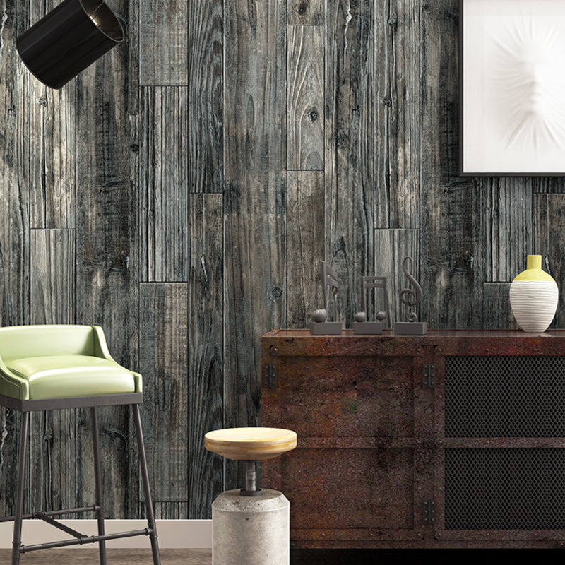 Rural Repurposed Wood Wallpaper for Restaurant 33' x 20.5" Wall Art in Dark Color