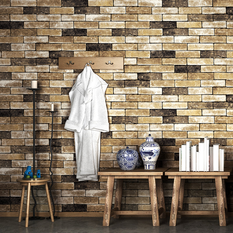 Brick Effect Wallpaper Countryside Moisture Resistant Restaurant Wall Covering, 57.1-sq ft