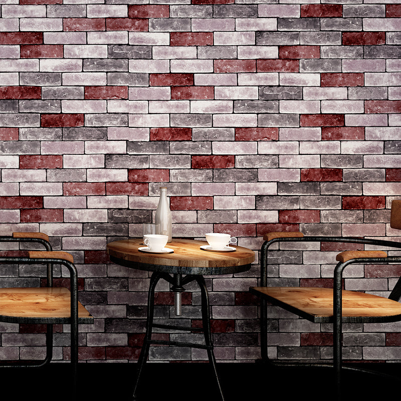 Brick Effect Wallpaper Countryside Moisture Resistant Restaurant Wall Covering, 57.1-sq ft