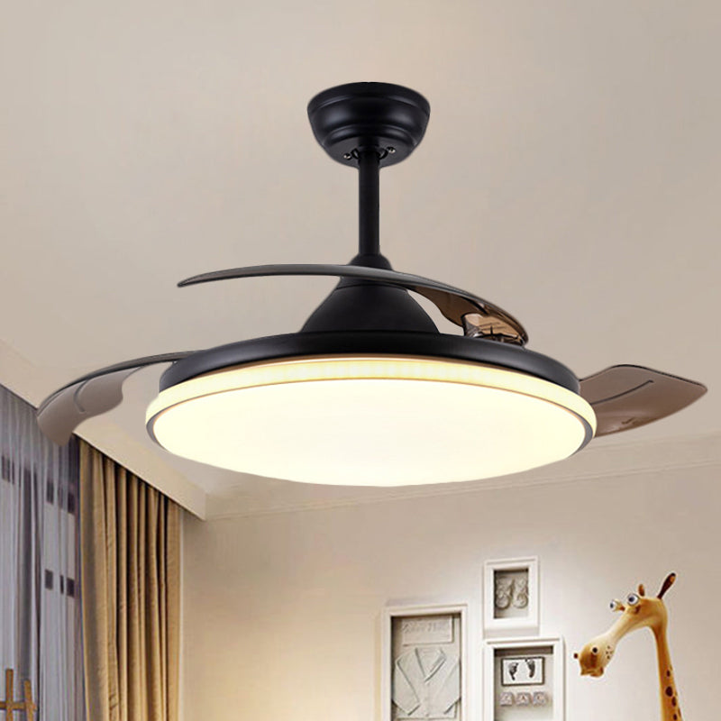 36 "" de large circulaire circulaire semi-luxueux Light Contemporain blanc / noir / or Éclairage de ventilateur à LED à LED à 3 lames pour le salon