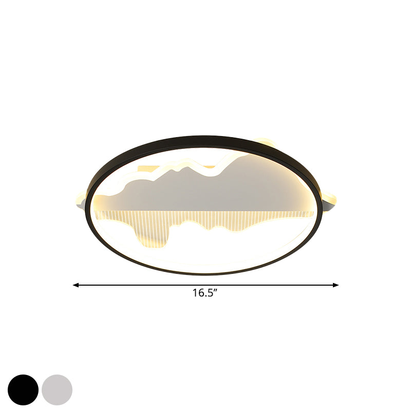 16,5 "/20,5" Dia métallique rond monte à chasse d'eau moderne noir / blanc plafond luminaire de plafond en lumière chaude / blanc