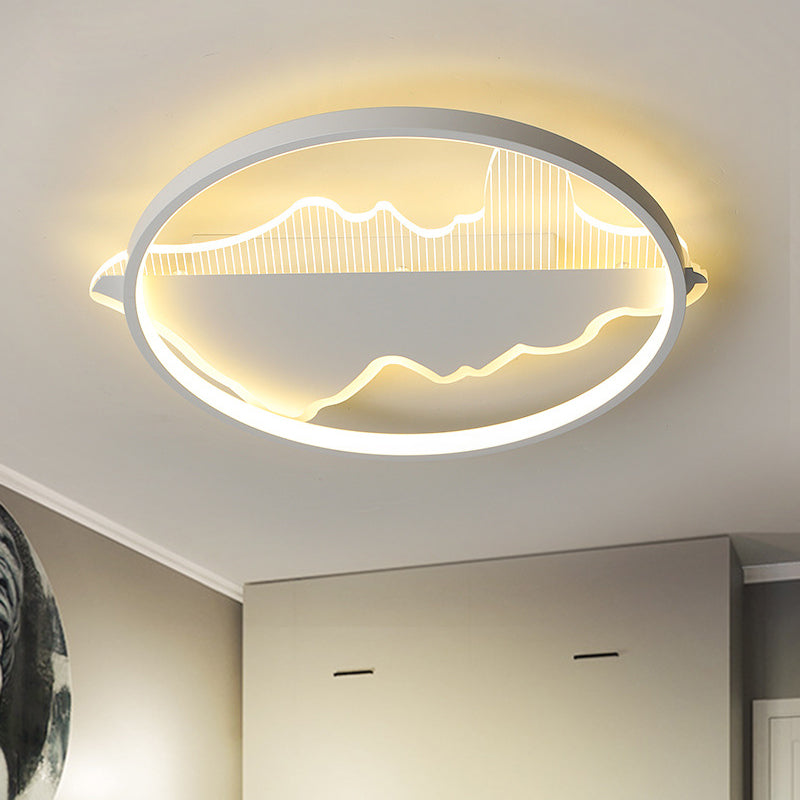 16,5 "/20,5" Dia metallo a filo rotondo a filo moderno a soffitto a LED bianco/nero Lampada in luce calda/bianca