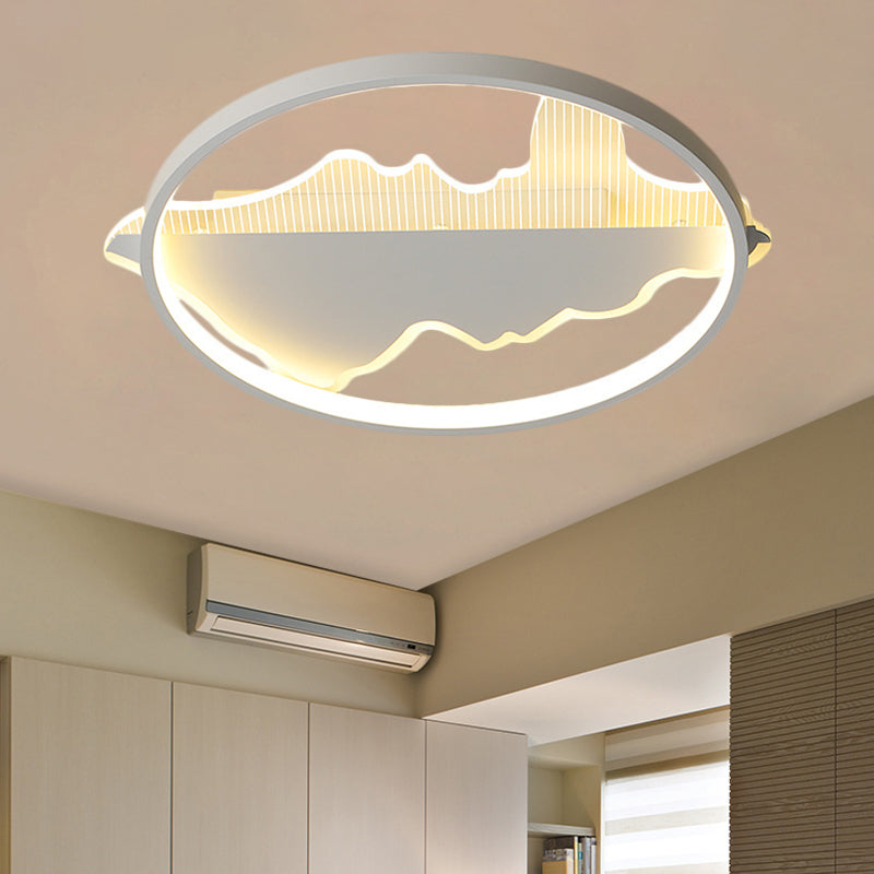 16,5 "/20,5" Dia metallo a filo rotondo a filo moderno a soffitto a LED bianco/nero Lampada in luce calda/bianca