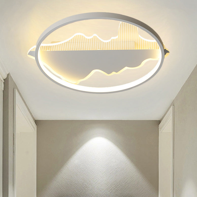 16,5 "/20,5" Dia metallo a filo rotondo a filo moderno a soffitto a LED bianco/nero Lampada in luce calda/bianca