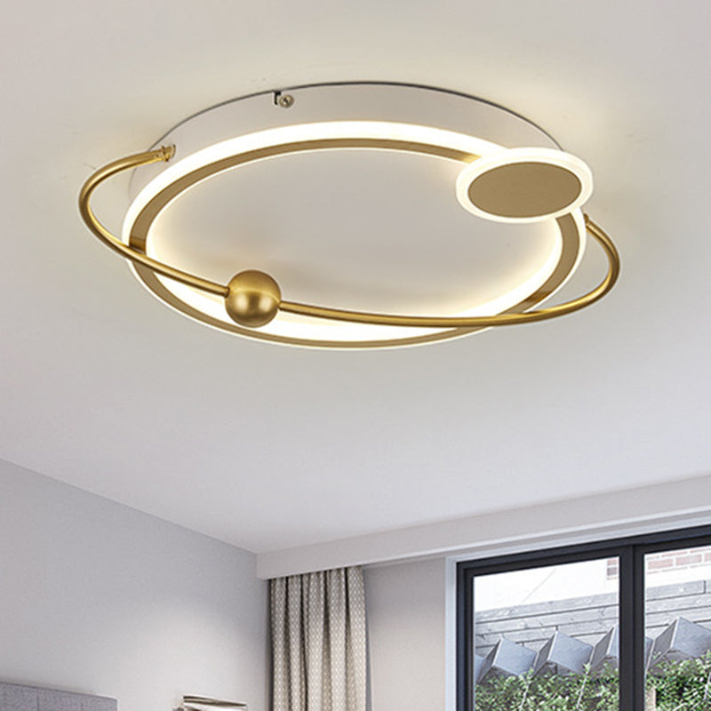 Montaggio del soffitto rotondo in metallo Contemporary Gold/Black LED LED LIFE IN LUCE COLDA/BIANCA, Dia