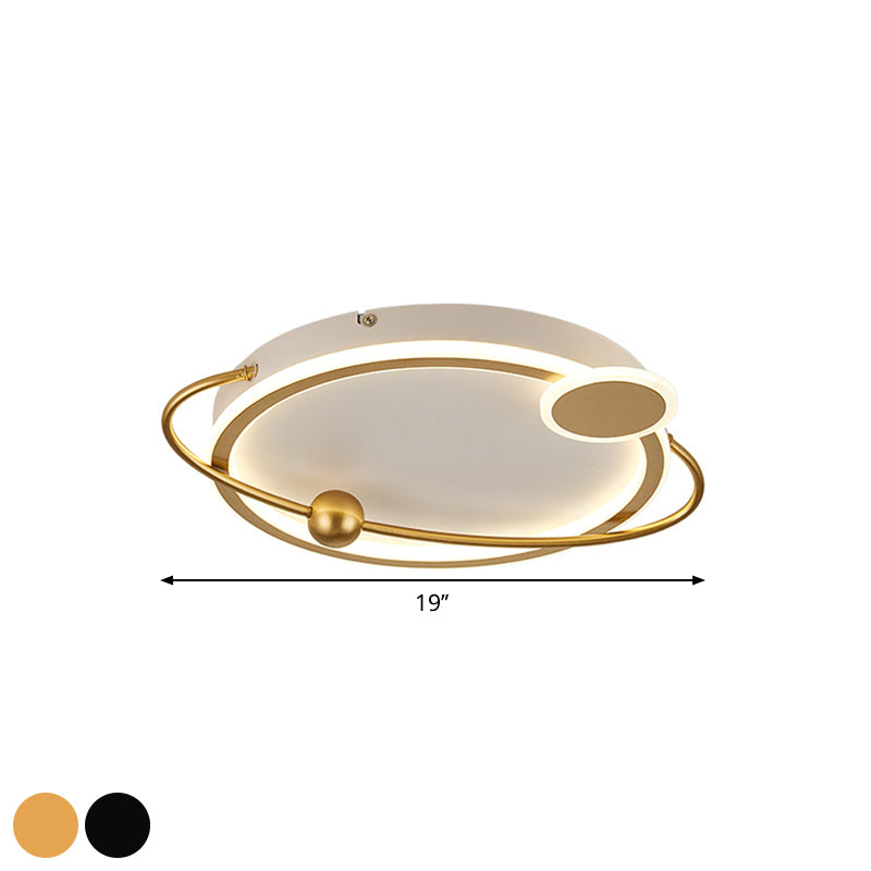 Metal Round Ceiling Mount Contemporary Gold/Black LED Flush Lighting in Warm/White Light, 19"/23.5" Dia