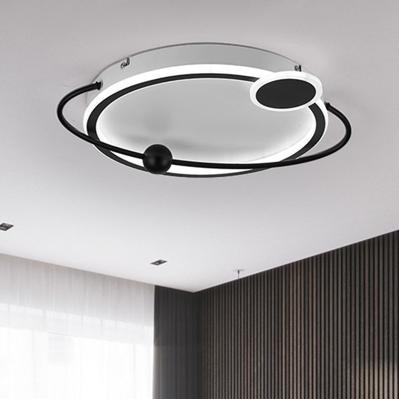 Metal Round Ceiling Mount Contemporary Gold/Black LED Flush Lighting in Warm/White Light, 19"/23.5" Dia