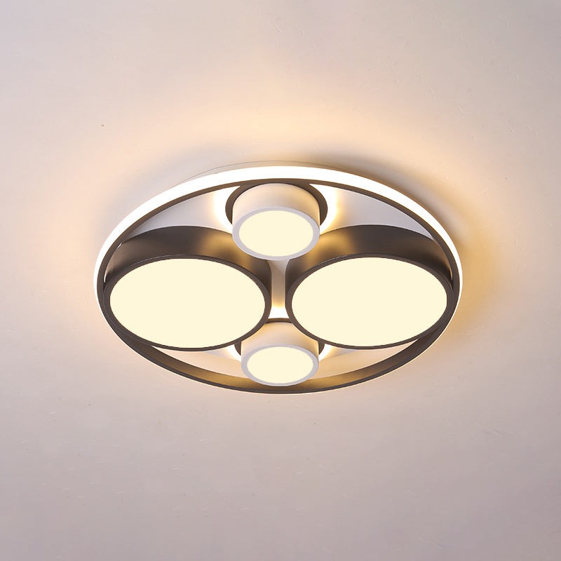 Ronde LED spoelplafondlamp Modernistische metalen zwarte spoelbevestiging voor slaapkamer, 16,5 "/20,5" breed