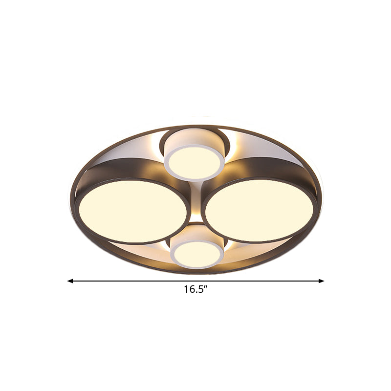 Ronde LED spoelplafondlamp Modernistische metalen zwarte spoelbevestiging voor slaapkamer, 16,5 "/20,5" breed