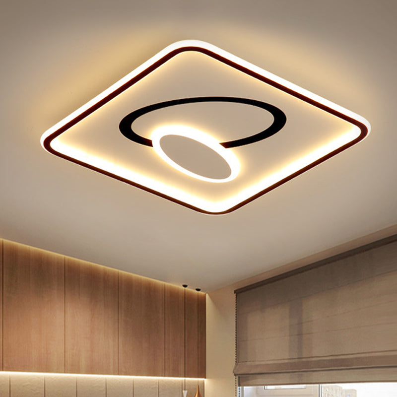 16 "/19.5" Dia Metal Sullo Sullo a montaggio Lampada in bianco e nero LED vicino all'illuminazione del soffitto, luce calda/bianca