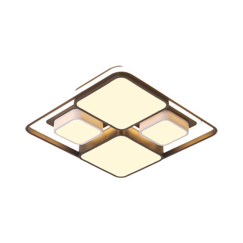 Quadrat/Rechteck Flush Lighting Moderne metallische Schwarz -Weiß -LED -Deckenlampe, 16,5 "/20,5" /35.5 "lang