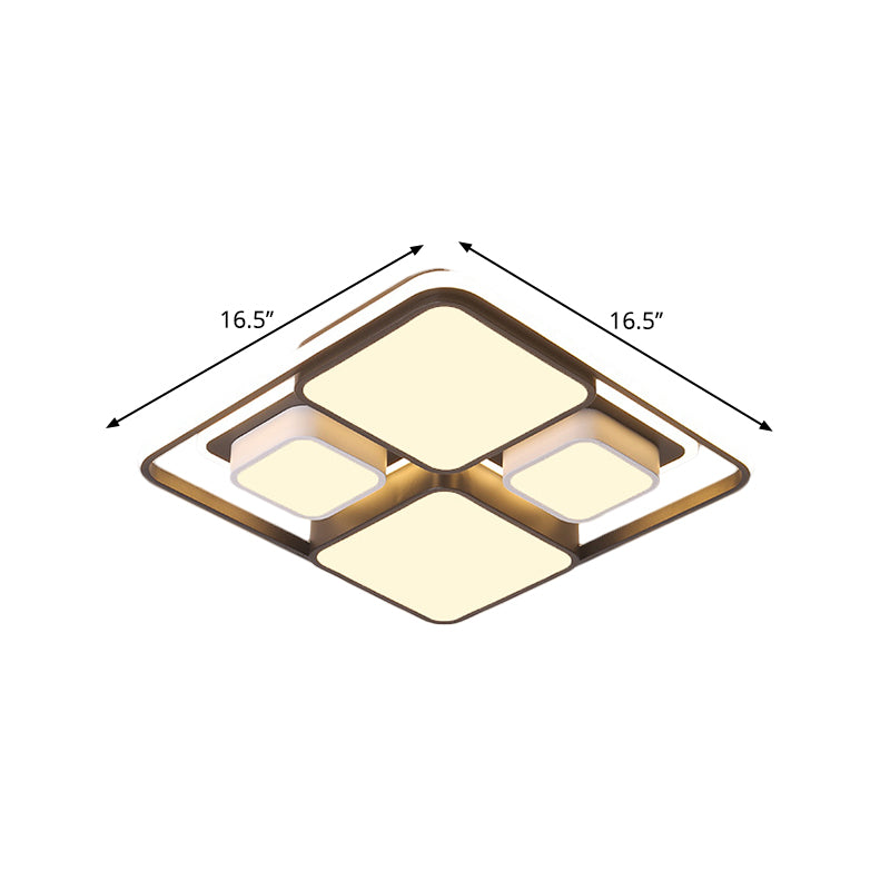 Kierkante/rechthoek spoelverlichting moderne metalen zwart -wit LED plafondlamp, 16,5 "/20.5" /35.5 "lang