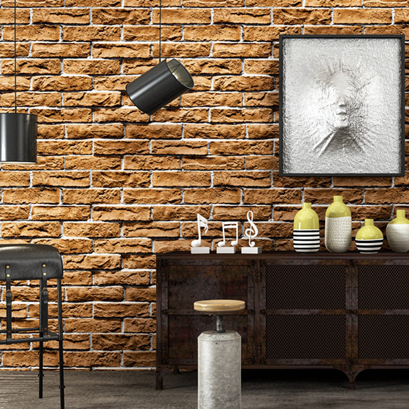 Smooth Dark Color Wallpaper Cyberpunk Brick Look Wall Covering for Home, 33' L x 20.5" W