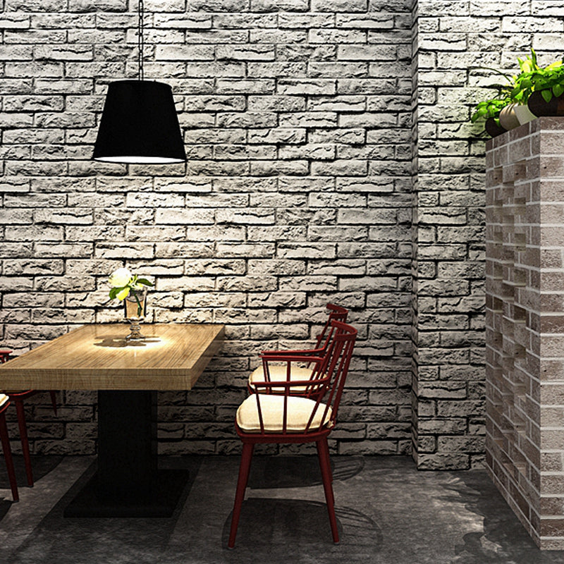 Smooth Dark Color Wallpaper Cyberpunk Brick Look Wall Covering for Home, 33' L x 20.5" W