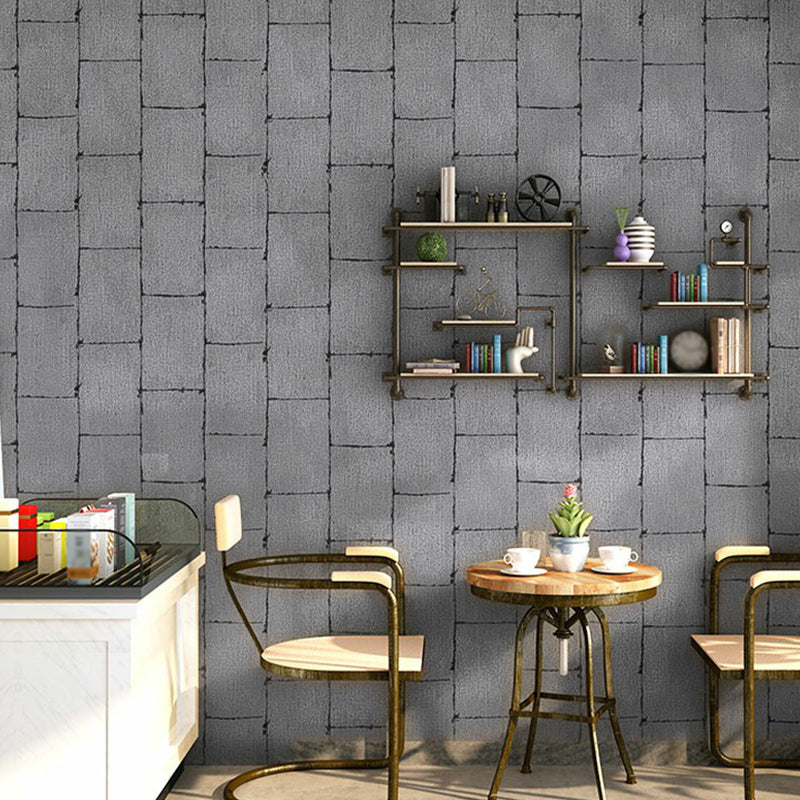 Dark Color Glazed Tile Wallpaper Stain Resistant Industrial Living Room Wall Decor