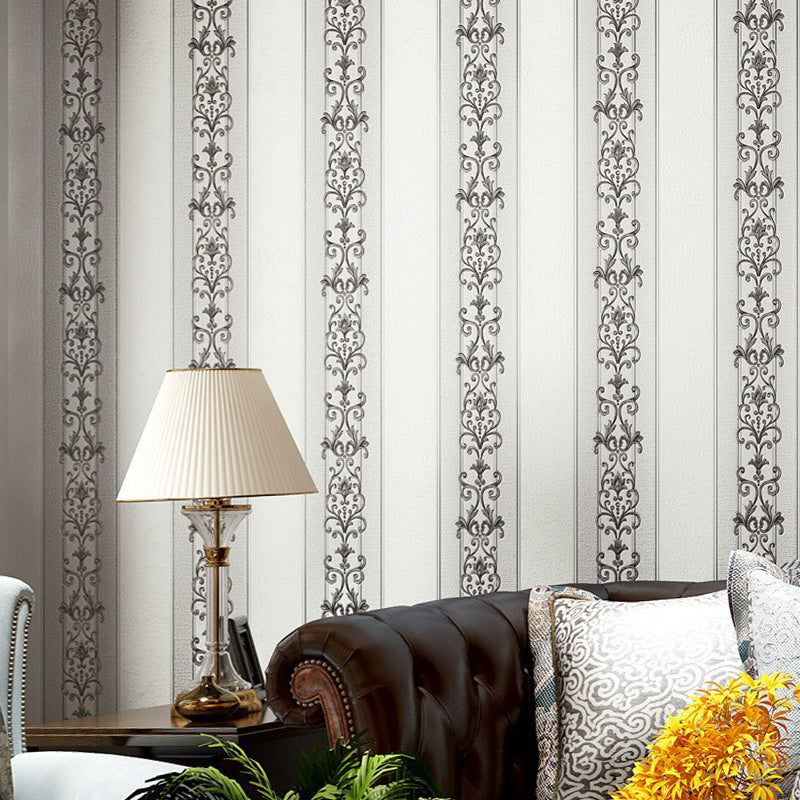 Satin Water Resistant Wallpaper Retro Style Striped Wall Decoration for Living Room