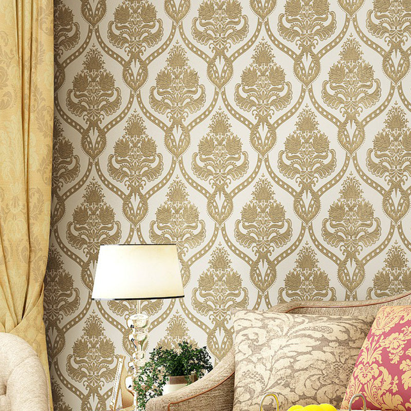 Retro Jacquard Wallpaper Roll 3D Embossed Stain Proof Dark Color Wall Art for Home