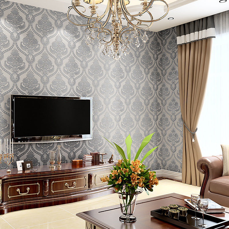 Retro Jacquard Wallpaper Roll 3D Embossed Stain Proof Dark Color Wall Art for Home