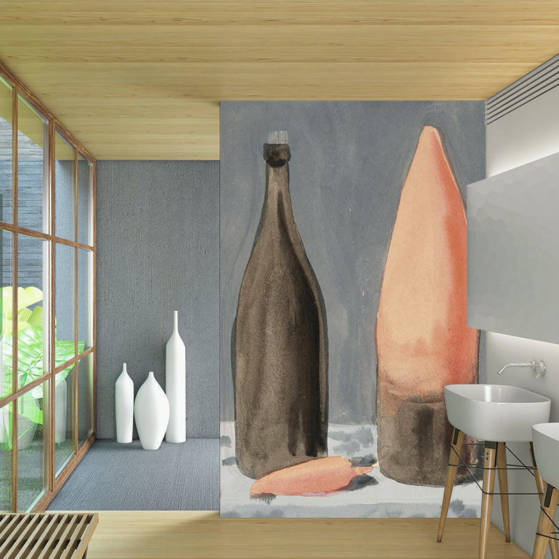 Whole the Explanation Drawing Murals Surreal Inspiring Still Life Wall Decor in Orange-Grey