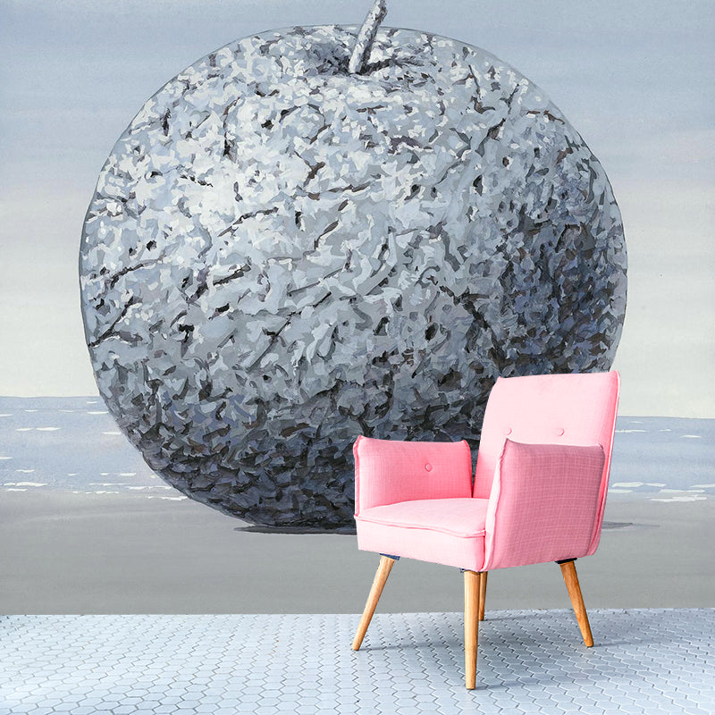 Giant Apple Wall Covering Murals for Living Room, Grey-Blue, Personalized Size Available