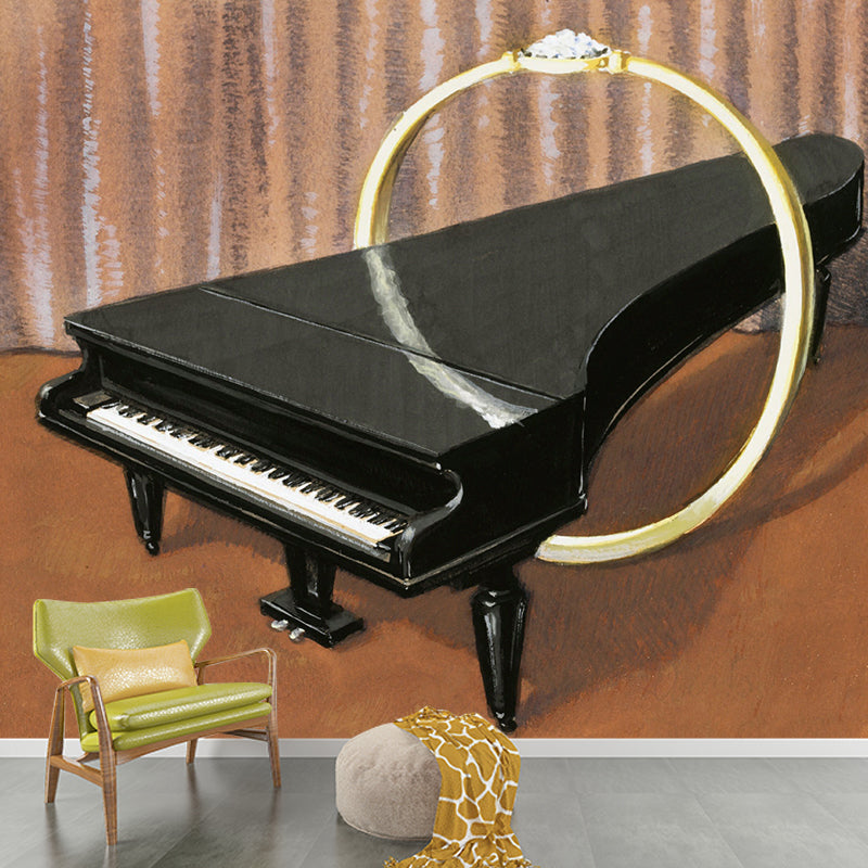 Waterproof Ring Piano Wall Murals Surrealistic Non-Woven Cloth Wall Art, Custom Size Available