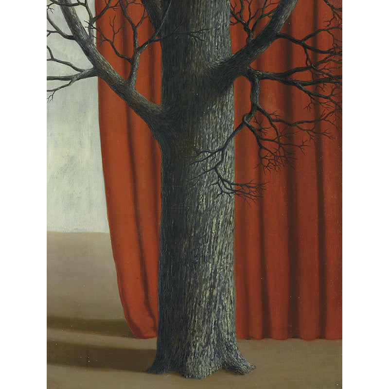 Illustration Bare Tree Painting Mural Wallpaper for Bedroom, Red-Grey, Made to Measure