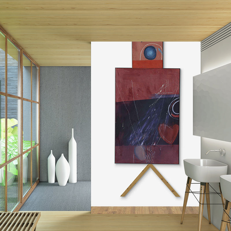 Personalized Illustration Art Murals with Figure in a Flat Style Painting, Red Brown