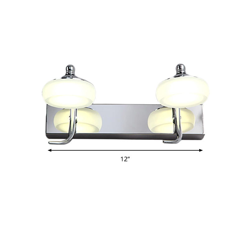 Runde Schatten Badezimmer Eitelkeitslicht gefrosteter Acryl 2/3 Köpfe Moderne Wandlampe in Silber, warm/weiße Beleuchtung