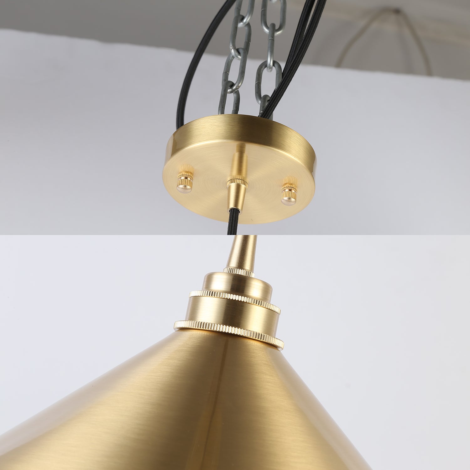 1 Light Pendant Lighting with Conic Shade Metallic Vintage Indoor Hanging Ceiling Light in Brass