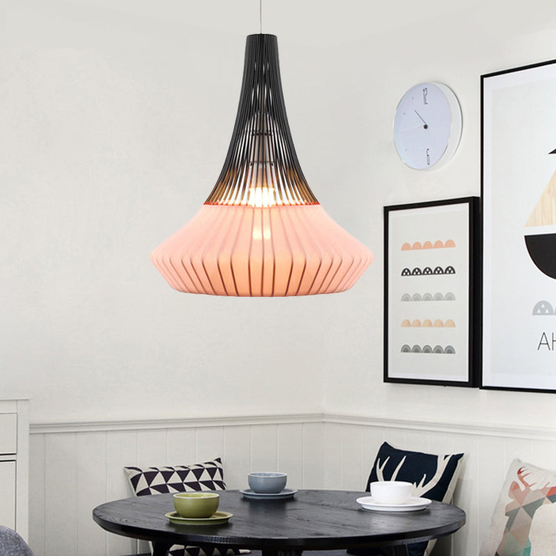 Cone Shade Pendant Light Modern Style Fabric 1 clair noir / rose / bleu Lumière suspendue pour le salon