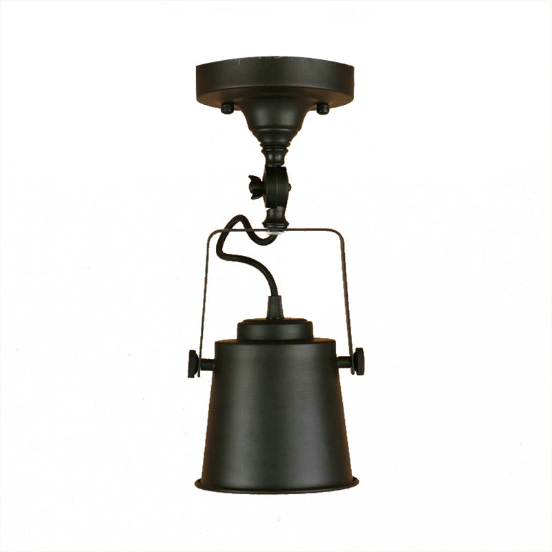 Emmer schaduw woonkamer plafondlamp antieke stijl metalen 1 lamp zwart/roest roteerbaar semi spoel hanglampje