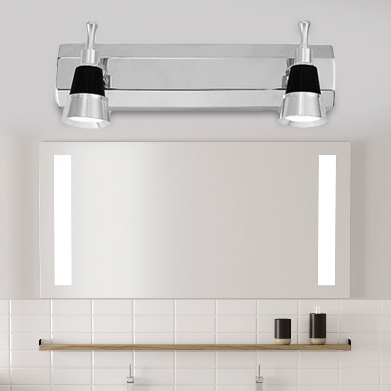 Luz de tocador de cono modernista aluminio cálido/iluminación blanca de 2/3 lámpara de pared de baño en acero inoxidable