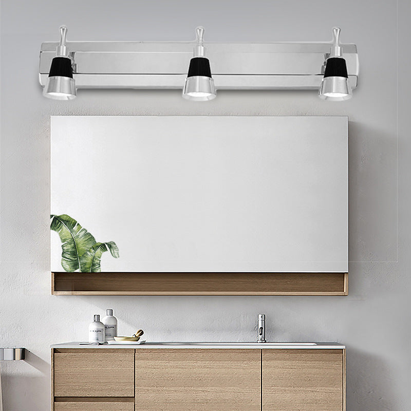 Luz de tocador de cono modernista aluminio cálido/iluminación blanca de 2/3 lámpara de pared de baño en acero inoxidable