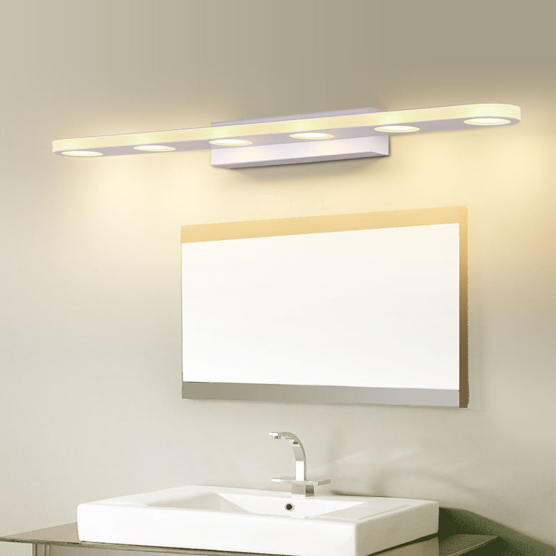 Oblong Bathroom LED Vanity Light Acrylic 4/6 Lights Simplicity Wall Mounted Mirror Lighting in Warm/White