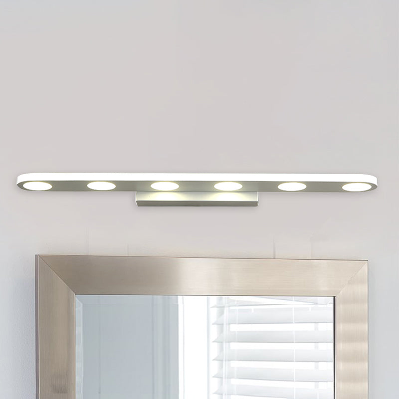 Oblong Bathroom LED Vanity Light Acrylic 4/6 Lights Simplicity Wall Mounted Mirror Lighting in Warm/White