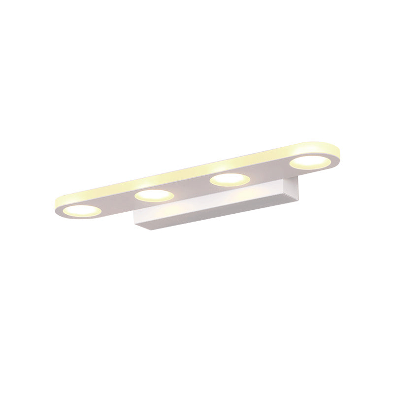 Oblong Bathroom LED Vanity Light Acrylic 4/6 Lights Simplicity Wall Mounted Mirror Lighting in Warm/White