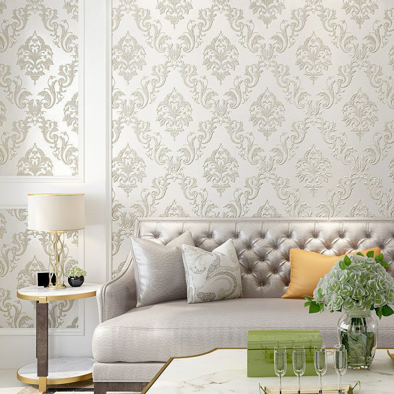 Retro Trellis Wallpaper Roll Soft-Color Jacquard Wall Covering for Bedroom, 33' x 20.5"