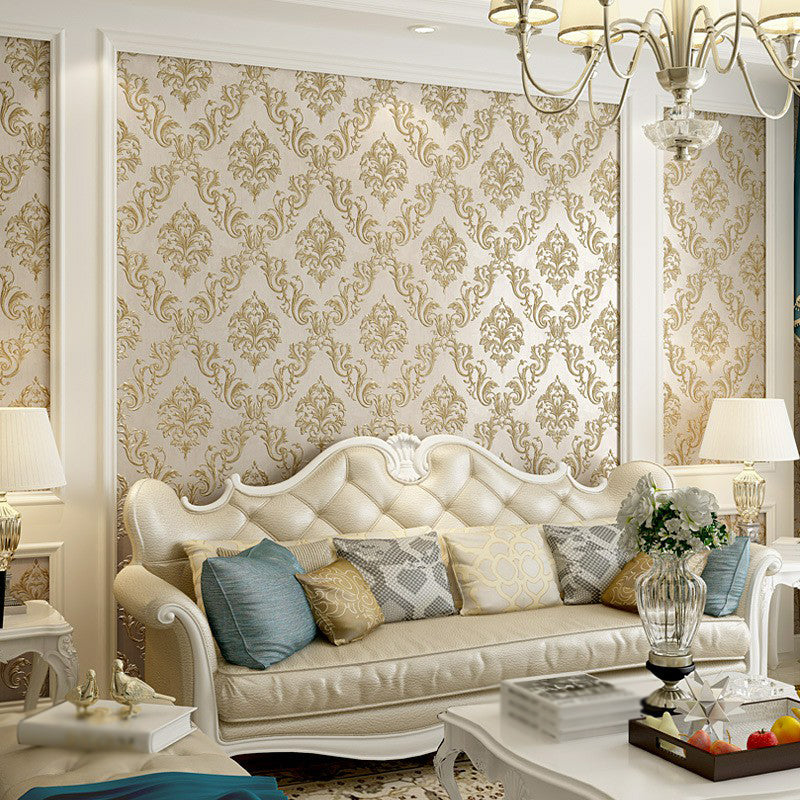 Retro Trellis Wallpaper Roll Soft-Color Jacquard Wall Covering for Bedroom, 33' x 20.5"