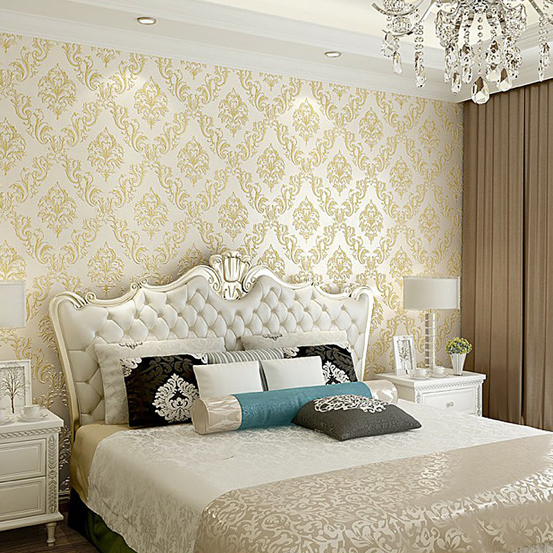 Retro Trellis Wallpaper Roll Soft-Color Jacquard Wall Covering for Bedroom, 33' x 20.5"