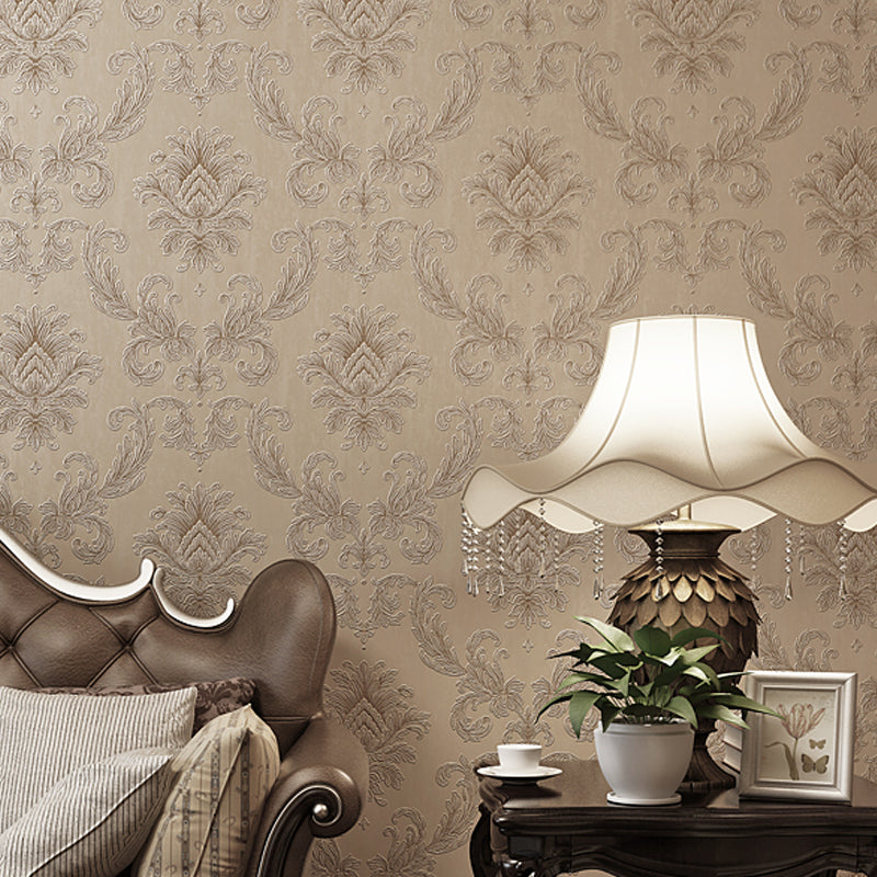 Light Color Damask Wallpaper Flower Pattern Rustic Waterproof Wall Covering for Home