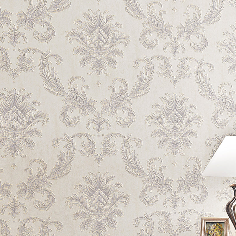 Light Color Damask Wallpaper Flower Pattern Rustic Waterproof Wall Covering for Home