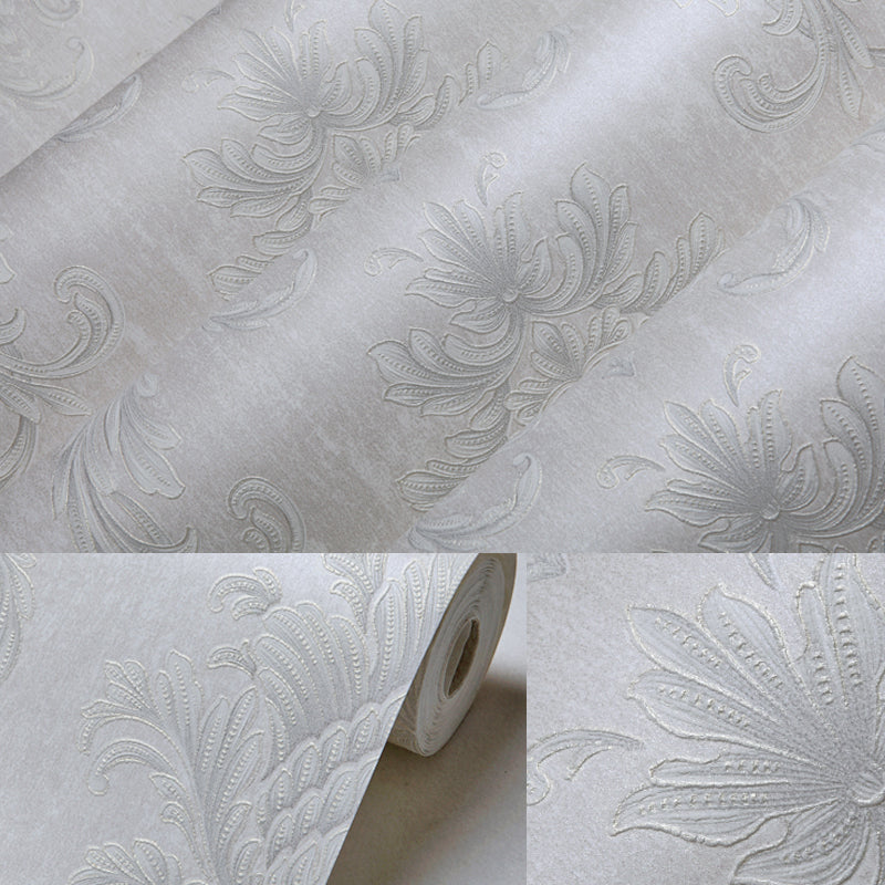 Light Color Damask Wallpaper Flower Pattern Rustic Waterproof Wall Covering for Home