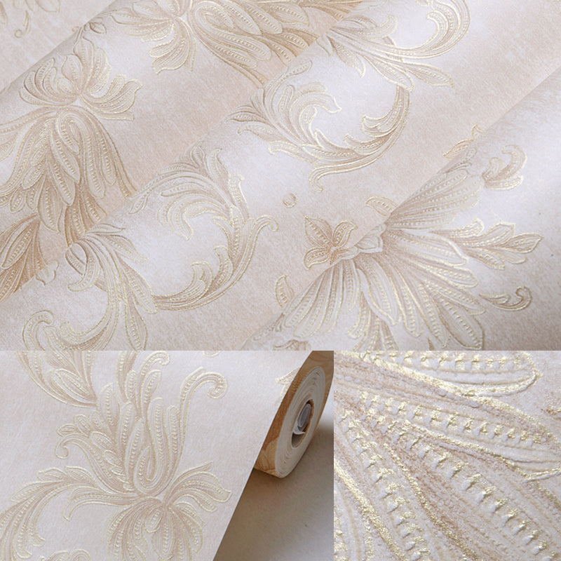 Light Color Damask Wallpaper Flower Pattern Rustic Waterproof Wall Covering for Home